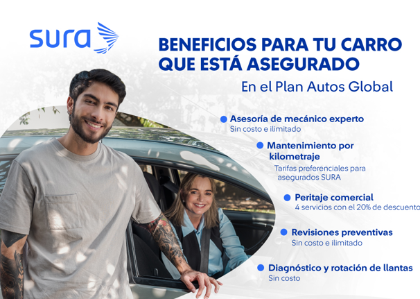 Beneficios SURA para tu carro asegurado en el Plan Autos Global